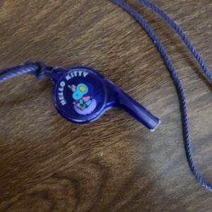 Vintage 1987 Hello Kitty Purple Whistle Necklace